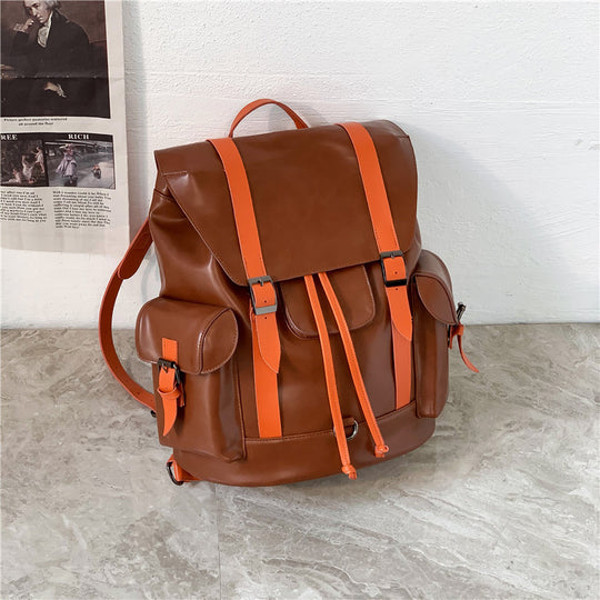 Men's PU Leather Brown Large-capacity Travel Backpack - ENE TRENDS -custom designed-personalized- tailored-suits-near me-shirt-clothes-dress-amazon-top-luxury-fashion-men-women-kids-streetwear-IG-best