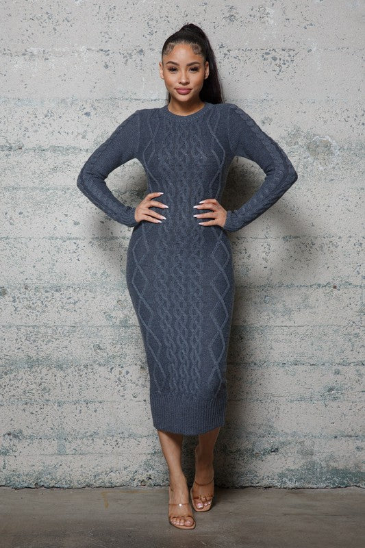 Charlize Cable Pattern Sweater Long Dresses - Mocha - ENE TRENDS -custom designed-personalized- tailored-suits-near me-shirt-clothes-dress-amazon-top-luxury-fashion-men-women-kids-streetwear-IG-best