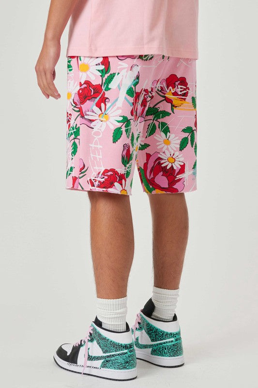 PINKY ALLOVER ROSE BLOOM PRINT SHORTS - ENE TRENDS -custom designed-personalized- tailored-suits-near me-shirt-clothes-dress-amazon-top-luxury-fashion-men-women-kids-streetwear-IG-best