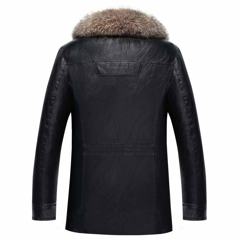 Urban Elegance Men's Leather Fur Collar Jacket
