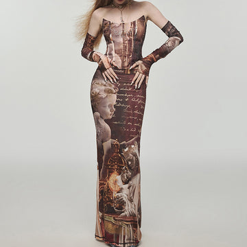 Enchanted Ladies Designer Printed Hip Cover Slim Long Skirt