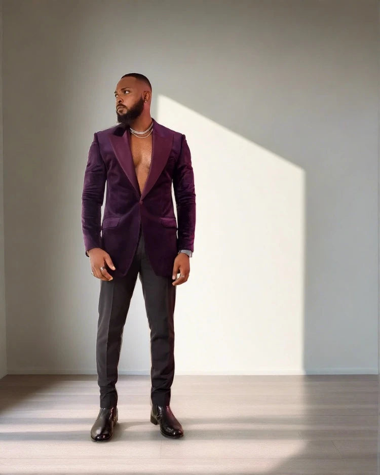 Majestic Plum Velvet Gala Suit - purple velvet_enetrends