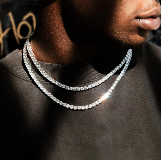 Diamond Pieces Iced Out Tennis Chain Necklace CZ
