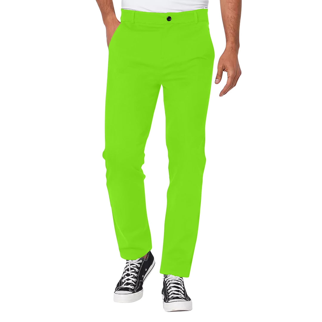Lime Green Men's All Over Print Casual Trousers