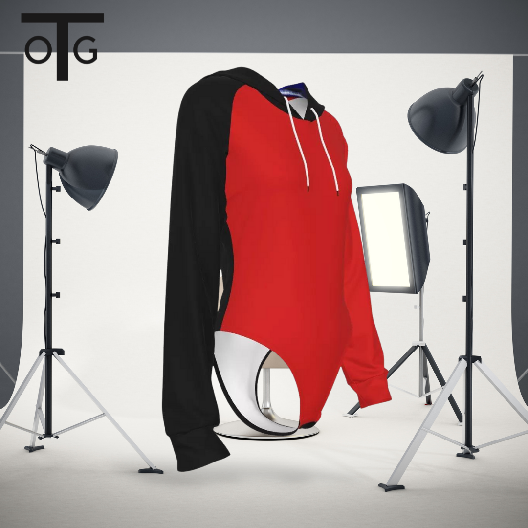 OTG Red Black Marble Women's Raglan Sleeve Hooded Bodysuit - ENE TRENDS -custom designed-personalized-near me-shirt-clothes-dress-amazon-top-luxury-fashion-men-women-kids-streetwear-IG-best