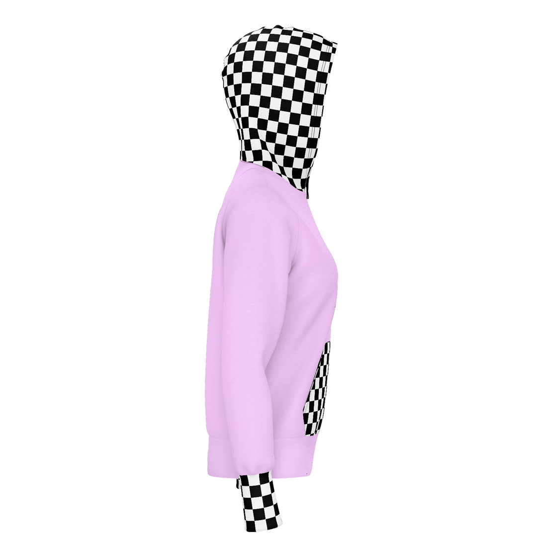 "CHECKERED ME OUT" Pink Hoodie - ENE TRENDS