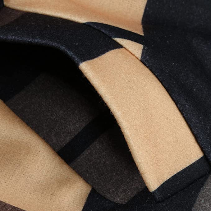 Mens Retro Lattice Print Mid-Length Woolen Coat Jacket