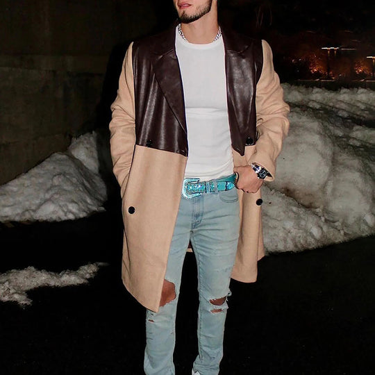 New Trend Men's Mosaic Leather Fashion Windbreaker Coat - ENE TRENDS -custom designed-personalized-near me-shirt-clothes-dress-amazon-top-luxury-fashion-men-women-kids-streetwear-IG-best