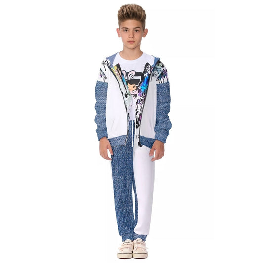 Jean Drip Kid's Fur Lined Hoodie With Zip Up - Unisex - ENE TRENDS -custom designed-personalized-near me-shirt-clothes-dress-amazon-top-luxury-fashion-men-women-kids-streetwear-IG