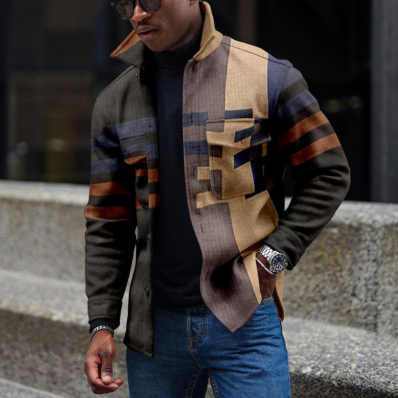 Mens Turn-Down Collar Jacket (XXL) Mens Turn-Down Collar Jacket (XXL)