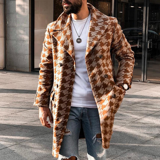 Mens Vintage Houndstooth Double Breasted Cardigan Coat Jacket - ENE TRENDS -custom designed-personalized-near me-shirt-clothes-dress-amazon-top-luxury-fashion-men-women-kids-streetwear-IG