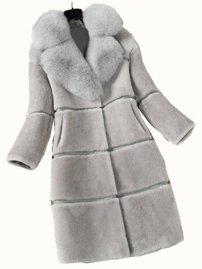 Chic Medium-Length Sheep Sheared Fur Coat