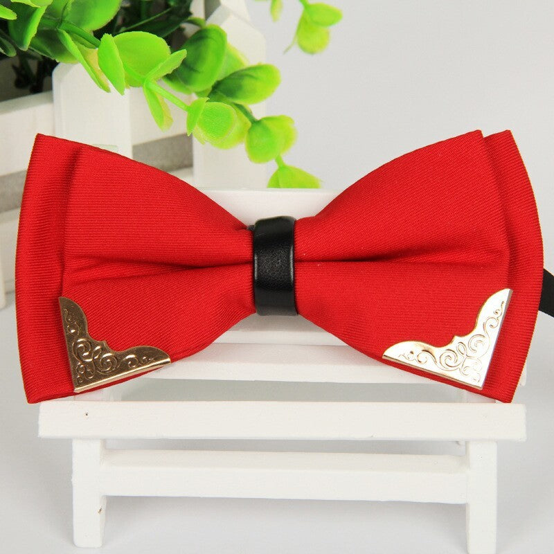 Elegant Polyester Bow Tie with Gold Accent Corners – Unisex Formal Accessory