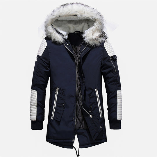 Thick Warm Parka Men's Fur Hooded Long Length Coat