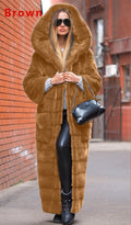 Jaise Elegance Faux Fur Hooded Jacket_brown_light_womens