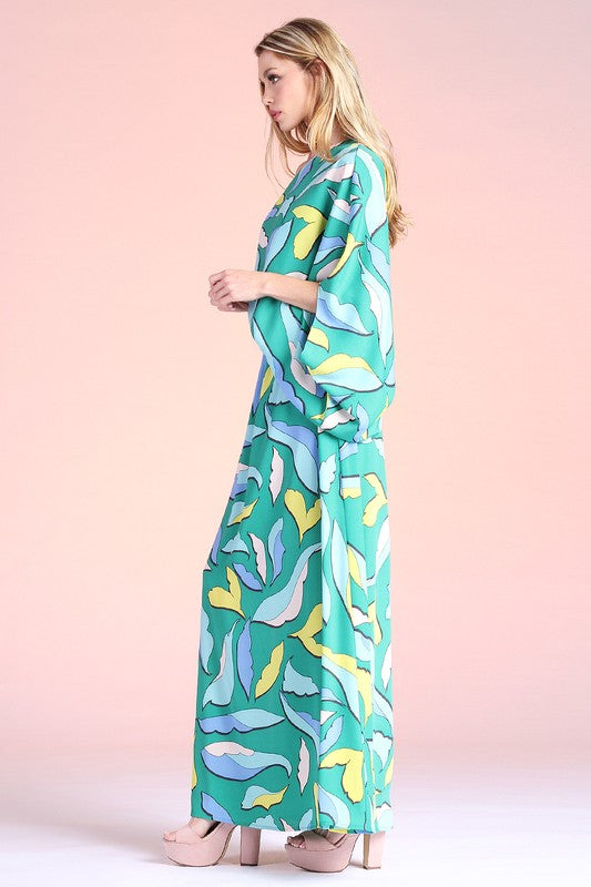 Leah Cartoon Leaf Print Slouchy One Shoulder Maxi - ENE TRENDS -custom designed-personalized- tailored-suits-near me-shirt-clothes-dress-amazon-top-luxury-fashion-men-women-kids-streetwear-IG-best