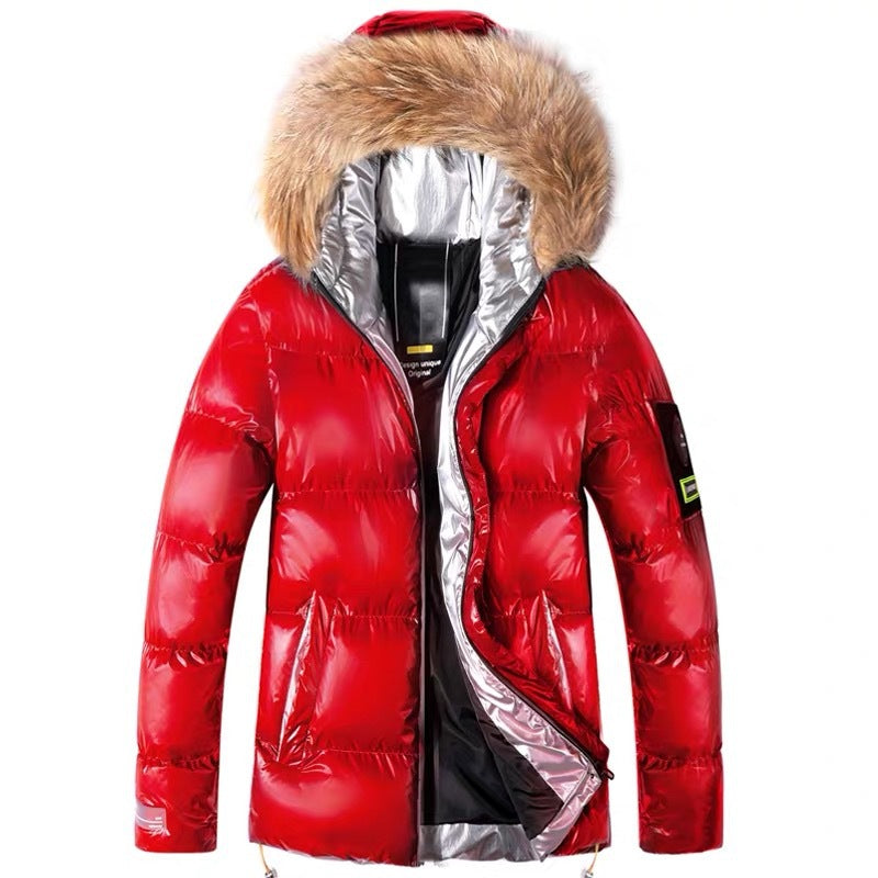 Hooded Warm Down Jacket with Large Fur Collar