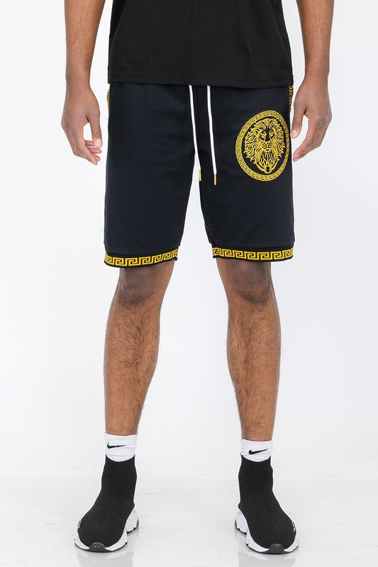 Mens Lion Head Black and Gold Detail Shorts - ENE TRENDS -custom designed-personalized- tailored-suits-near me-shirt-clothes-dress-amazon-top-luxury-fashion-men-women-kids-streetwear-IG-best