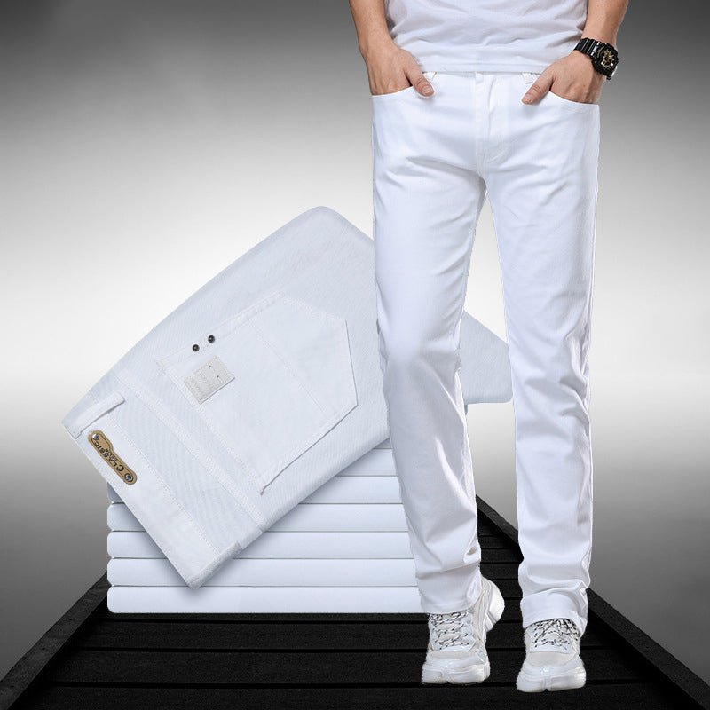 Men's Straight-Leg Stretch Pure White Jeans