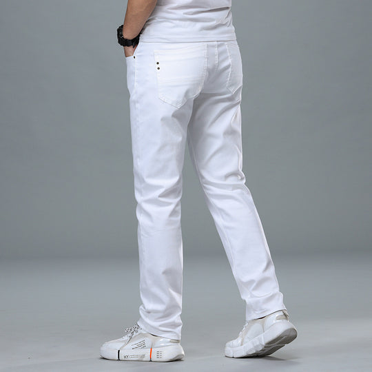 Men's Straight-Leg Stretch Pure White Jeans