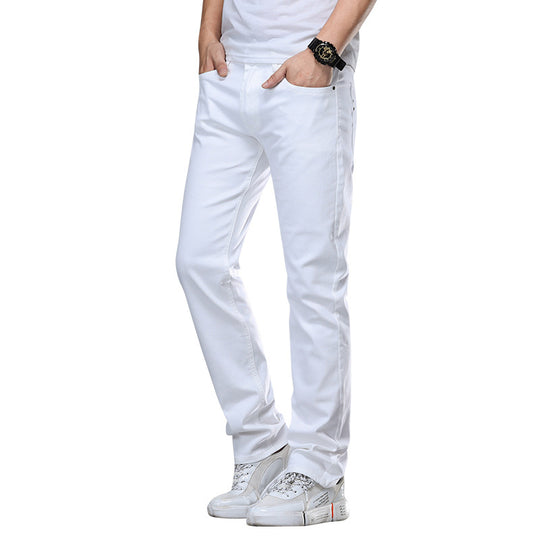 Men's Straight-Leg Stretch Pure White Jeans