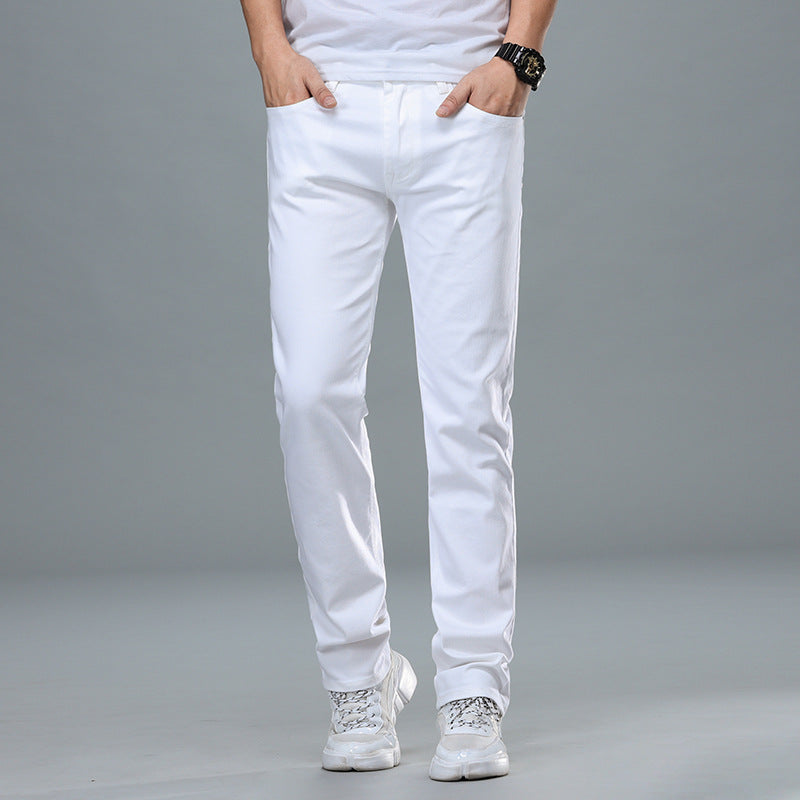 Men's Straight-Leg Stretch Pure White Jeans