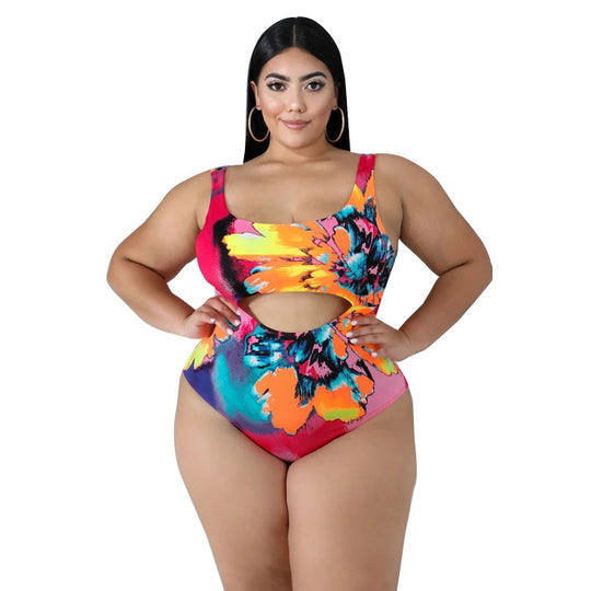 Kaleidoscope Curves Plus Size Cut-Out Pattern Swimwear One-piece with Skirt - ENE TRENDS -custom designed-personalized- tailored-suits-near me-shirt-clothes-dress-amazon-top-luxury-fashion-men-women-kids-streetwear-IG-best