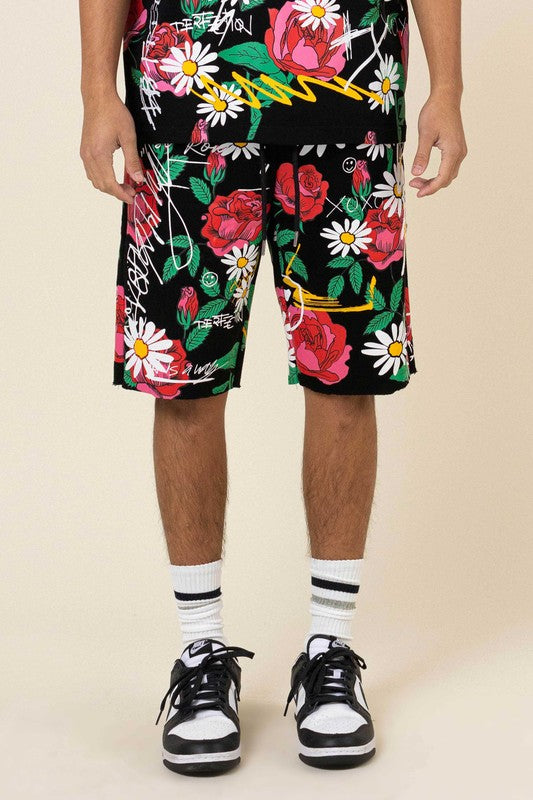 ROSES ARE ALLOVER ROSE BLOOM  PRINT SHORTS - ENE TRENDS -custom designed-personalized- tailored-suits-near me-shirt-clothes-dress-amazon-top-luxury-fashion-men-women-kids-streetwear-IG-best