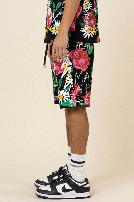 ROSES ARE ALLOVER ROSE BLOOM  PRINT SHORTS - ENE TRENDS -custom designed-personalized- tailored-suits-near me-shirt-clothes-dress-amazon-top-luxury-fashion-men-women-kids-streetwear-IG-best