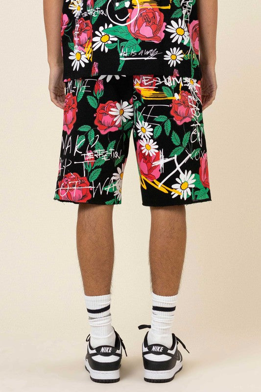 ROSES ARE ALLOVER ROSE BLOOM  PRINT SHORTS - ENE TRENDS -custom designed-personalized- tailored-suits-near me-shirt-clothes-dress-amazon-top-luxury-fashion-men-women-kids-streetwear-IG-best