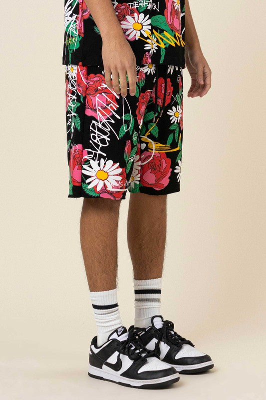 ROSES ARE ALLOVER ROSE BLOOM  PRINT SHORTS - ENE TRENDS -custom designed-personalized- tailored-suits-near me-shirt-clothes-dress-amazon-top-luxury-fashion-men-women-kids-streetwear-IG-best