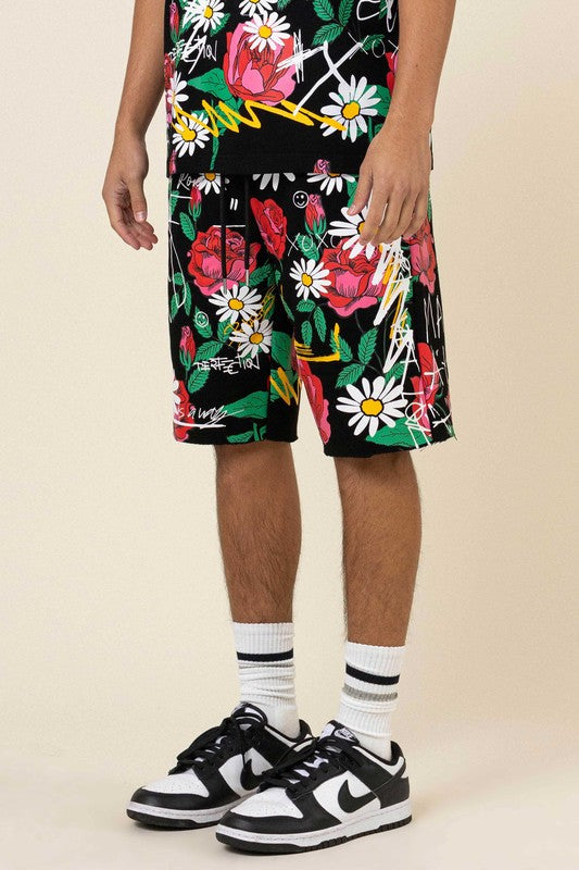 ROSES ARE ALLOVER ROSE BLOOM  PRINT SHORTS - ENE TRENDS -custom designed-personalized- tailored-suits-near me-shirt-clothes-dress-amazon-top-luxury-fashion-men-women-kids-streetwear-IG-best
