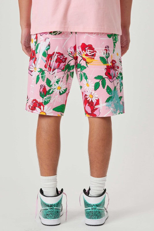 PINKY ALLOVER ROSE BLOOM PRINT SHORTS - ENE TRENDS -custom designed-personalized- tailored-suits-near me-shirt-clothes-dress-amazon-top-luxury-fashion-men-women-kids-streetwear-IG-best