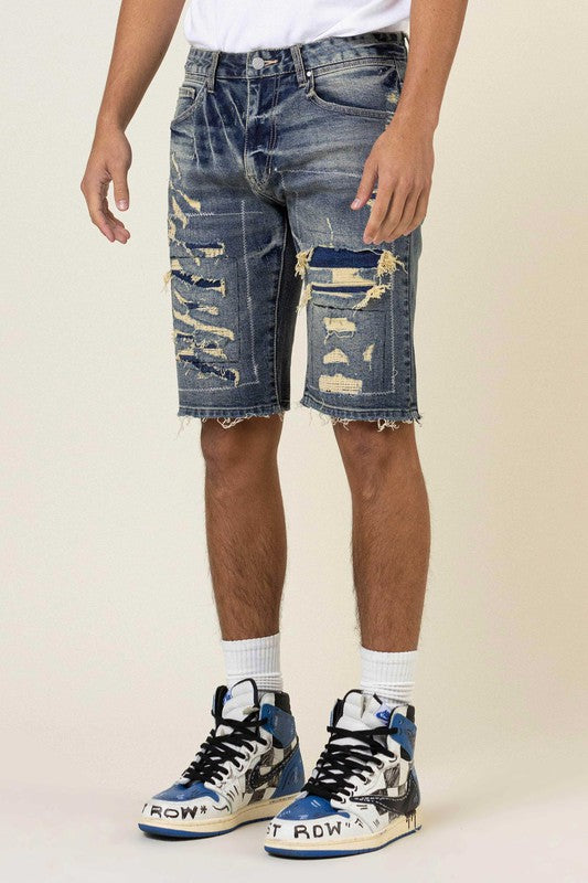 BORO STITCH HEAVY RIP&REPAIR DENIM SHORTS - ENE TRENDS -custom designed-personalized- tailored-suits-near me-shirt-clothes-dress-amazon-top-luxury-fashion-men-women-kids-streetwear-IG-best