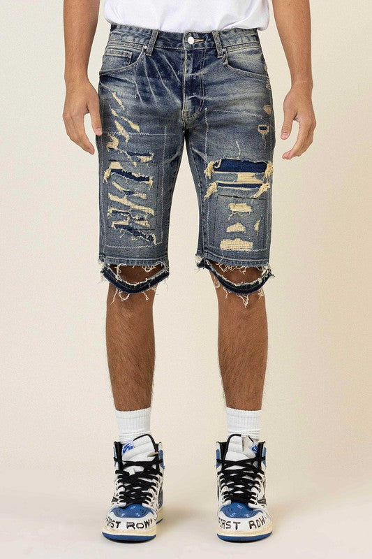 BORO STITCH HEAVY RIP&REPAIR DENIM SHORTS - ENE TRENDS -custom designed-personalized- tailored-suits-near me-shirt-clothes-dress-amazon-top-luxury-fashion-men-women-kids-streetwear-IG-best