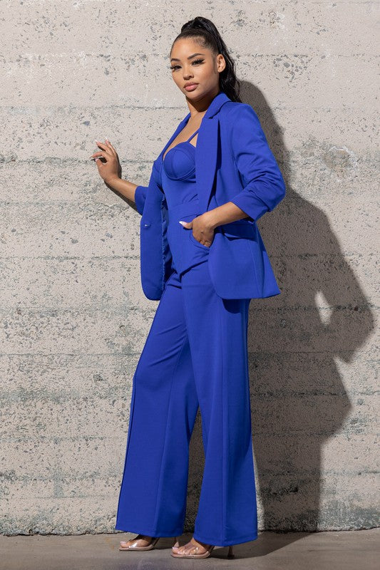 Evette Three Piece Jersey Stretch Corset Top Set - Royal Blue - ENE TRENDS -custom designed-personalized- tailored-suits-near me-shirt-clothes-dress-amazon-top-luxury-fashion-men-women-kids-streetwear-IG-best