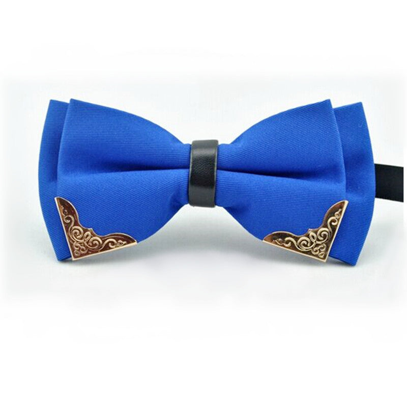 Elegant Polyester Bow Tie with Gold Accent Corners – Unisex Formal Accessory