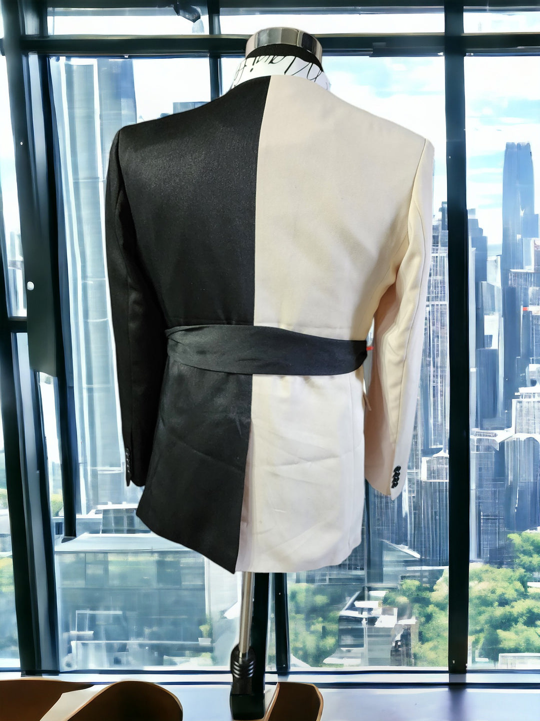 Collin Trendy Formal Split Design Detail Belt 2 Piece Suit