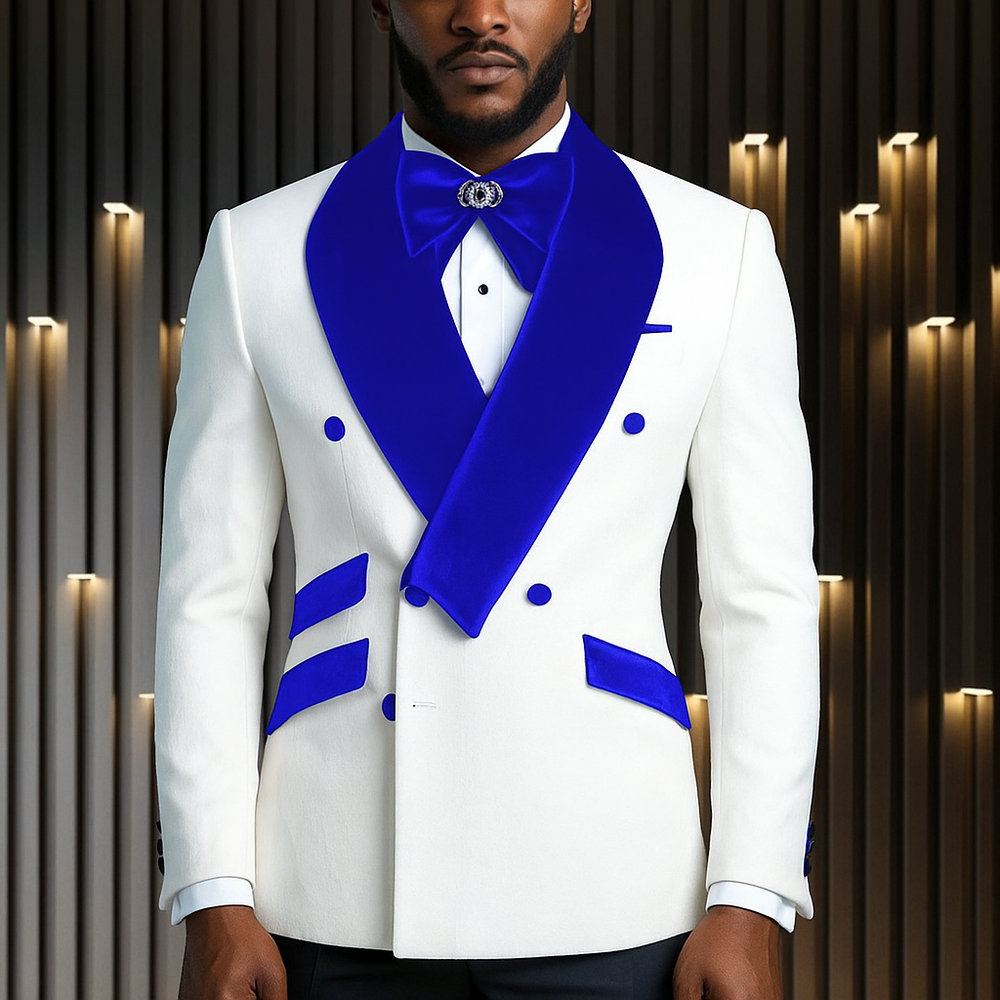 Ceremony Elegance White Jacquard Terno Set