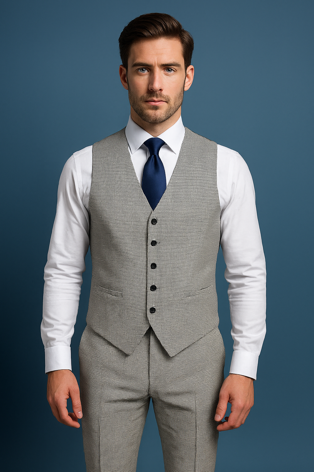 Custom Houndstooth Vest & Pants Set – Made to Fit