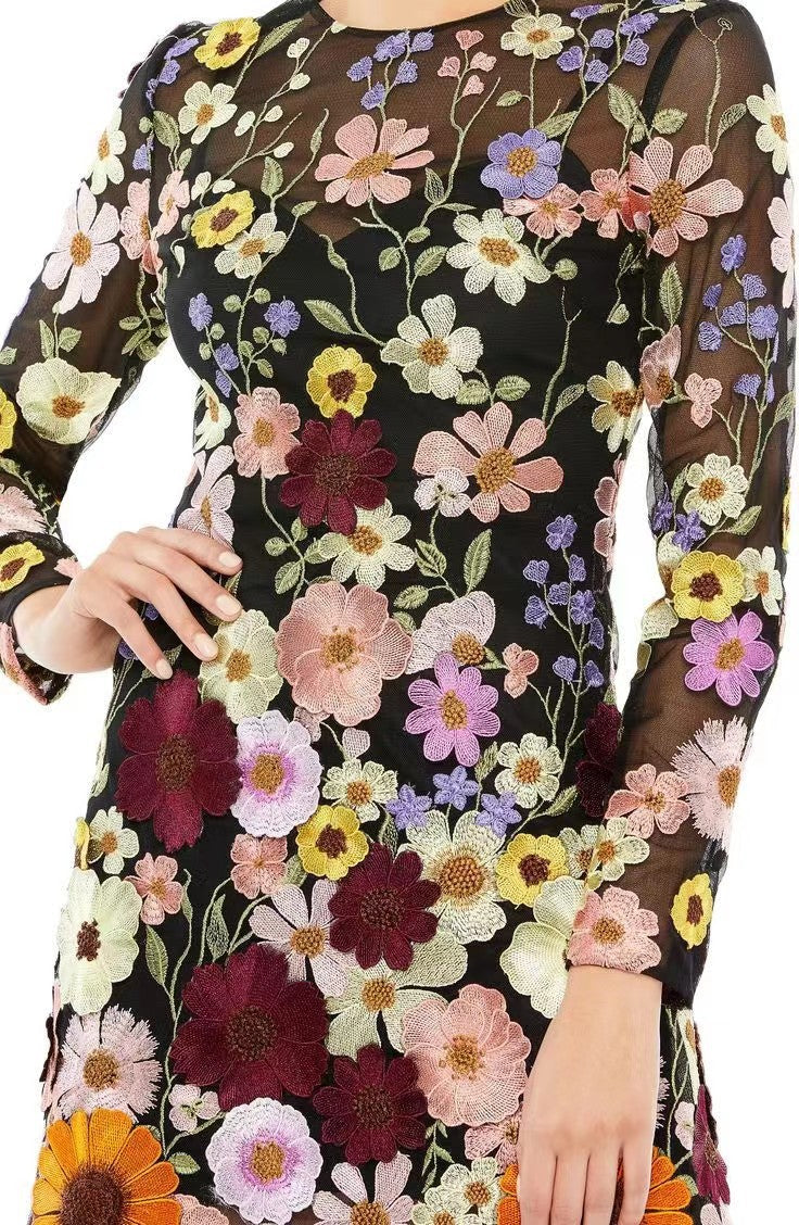 Floral Elegance Sheath Chic Flower Embroidered Mini Dress - ENE TRENDS -custom designed-personalized- tailored-suits-near me-shirt-clothes-dress-amazon-top-luxury-fashion-men-women-kids-streetwear-IG-best