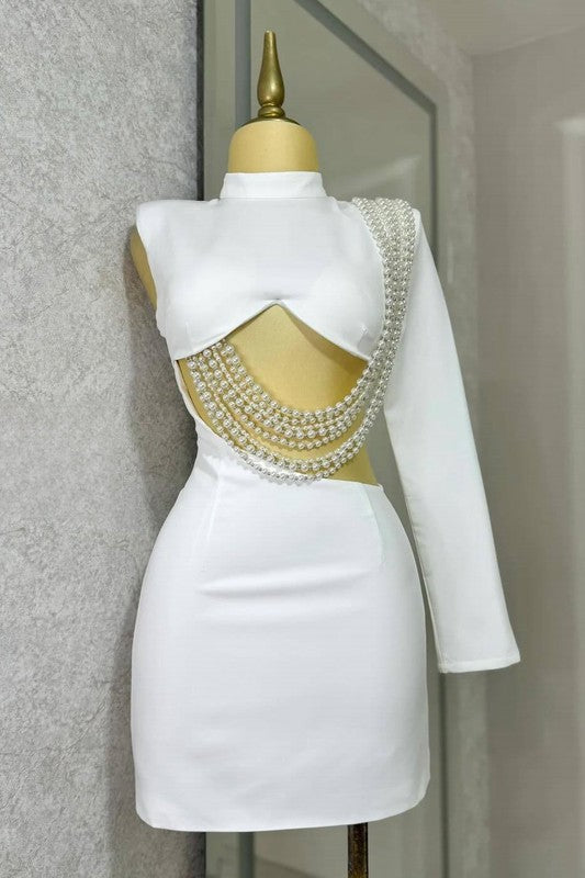 WOMEN FASHION PARTY NIGHT CLUB MINI DRESS ONE SLEEVE LONG SLEEVE