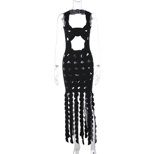 Geometric Asymmetry Backless Black Midi Dress with Hollow Design - ENE TRENDS -custom designed-personalized- tailored-suits-near me-shirt-clothes-dress-amazon-top-luxury-fashion-men-women-kids-streetwear-IG-best