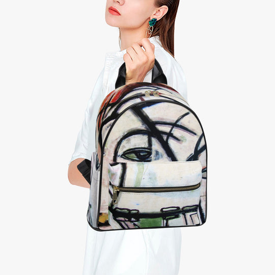 Abstract Gemini Printed PU Backpack