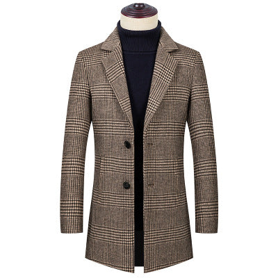 Urban Chic Elevated: ENETRENDS Trench Coat Plaid Elegance in Sustainable Wool