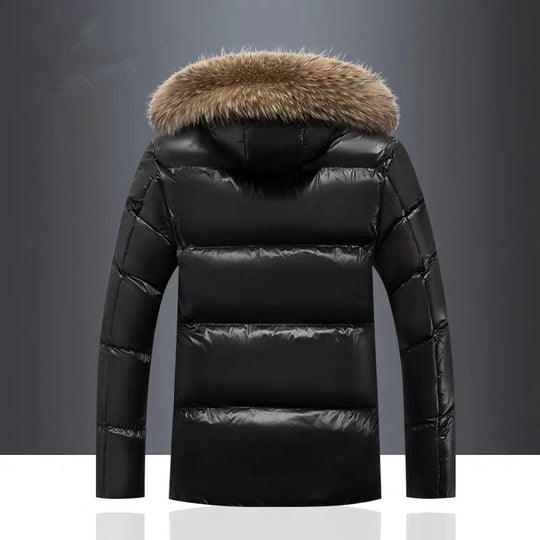 Hooded Warm Down Jacket with Large Fur Collar
