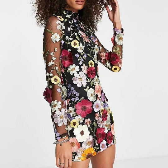 Floral Elegance Sheath Chic Flower Embroidered Mini Dress - ENE TRENDS -custom designed-personalized- tailored-suits-near me-shirt-clothes-dress-amazon-top-luxury-fashion-men-women-kids-streetwear-IG-best