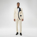Navy Accent Cream Modern Suit – Sharp Contrast Lapel Edition