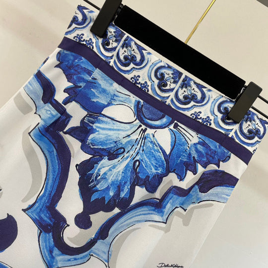 Azul Ladies Fashion Sicilian Porcelain Printed Blue White Flower Long Skirt - ENE TRENDS -custom designed-personalized- tailored-suits-near me-shirt-clothes-dress-amazon-top-luxury-fashion-men-women-kids-streetwear-IG-best
