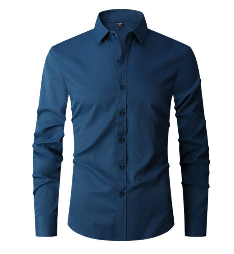 Solid Color Plus Size Men's Long-sleeved Shirt Fashion Bandit